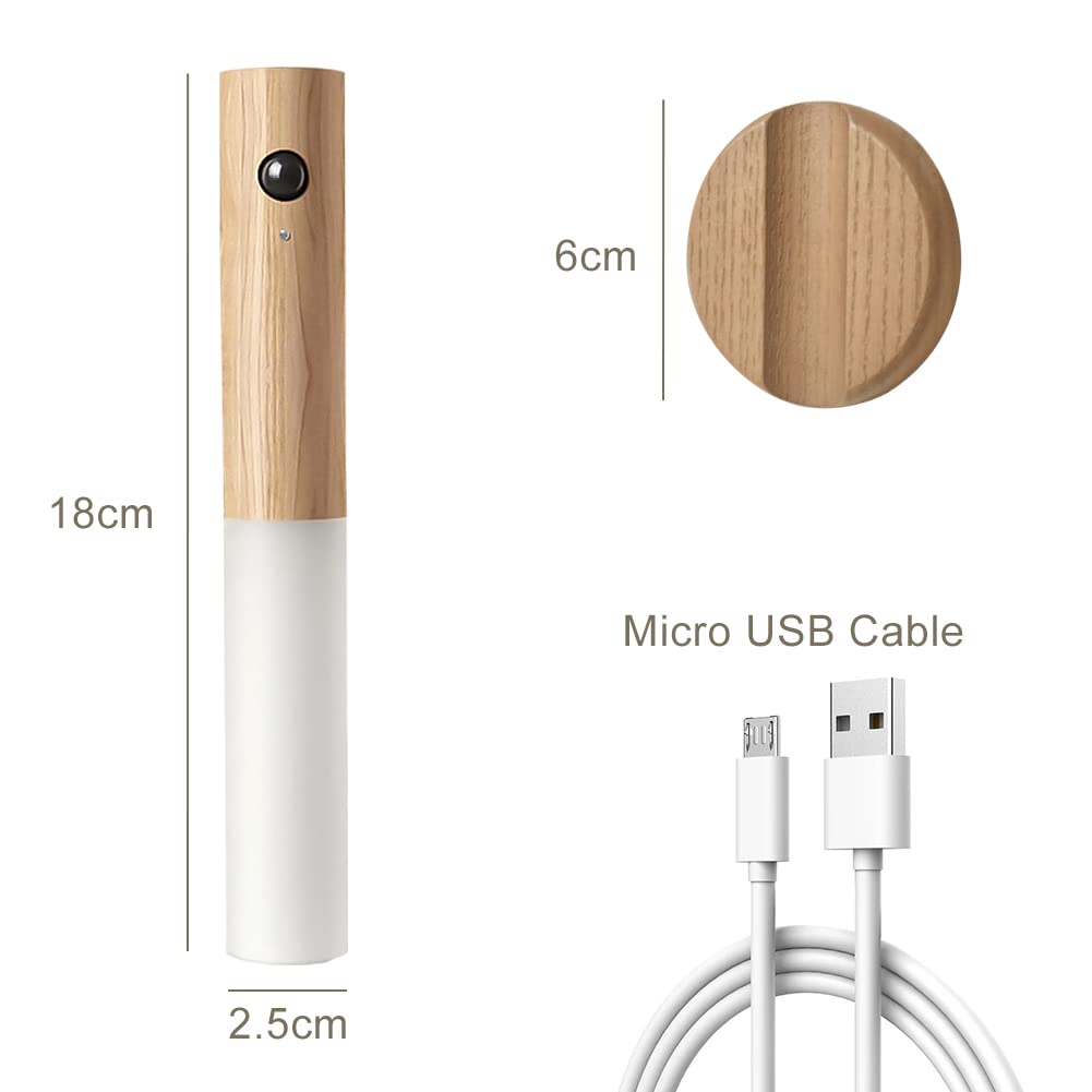 Applique Murale Rechargeable Avec Détecteur De Mouvement – En Bois, Blanc Chaud, USB, Portable, Classe A