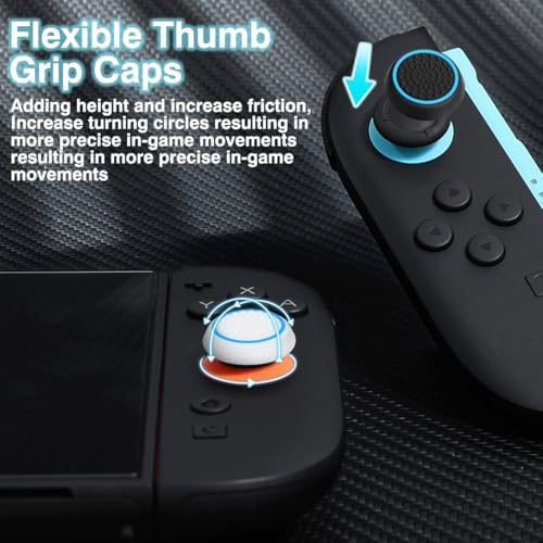 DLseego 4PCS Thumb Grips Designed for Nintendo Switch 2 (2025), Soft Silicone Joycon Analog Controller Protective Anti-Slip Cover Button Joy Con Joystick Caps Covers, Circle - White Black - 1