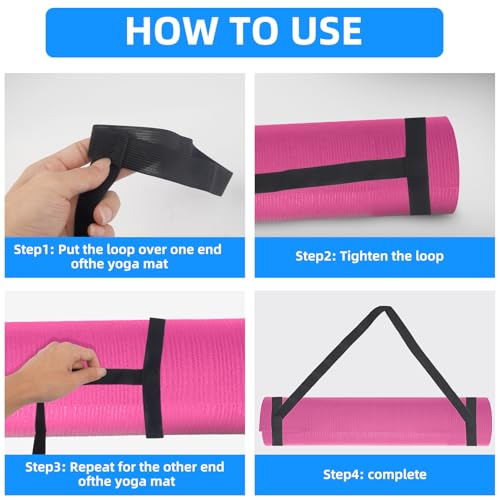 2PCS Black Yoga Strap for Carrying, 23.3 X 0.98 Inch Yoga Mat Strap for Carrying Easy-Cinch, Adjustable Yoga Mat Holder, Yogas Sling Strap for Most Size with Thick Comfy (Yogas Mating Not Included) - Image 4