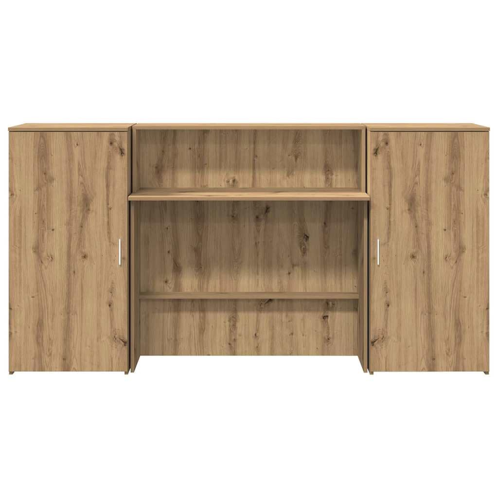 Bancone in legno di rovere Artisan, 200 x 50 x 103,5 cm, con bancone e vano portaoggetti, versatile per ufficio, casa, studio, mobili per ufficio, postazione di lavoro, segretario