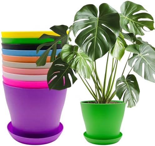 10Pcs 14cm Small Plant Flower Pots Colorful Plastic Plant Pots In...