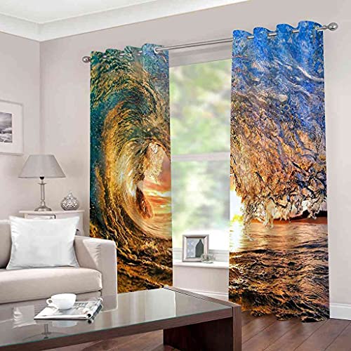 Rideau occultant ocean couché de soleil lot de 2