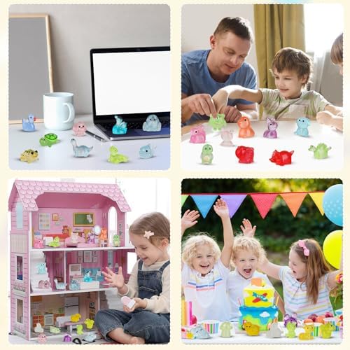 130 Pcs Mini Resin Animals Figures to Hide Tiny Variety Animals Bulk Pack Glow in The Dark for Garden Micro Landscape DIY Fish Tank Aquarium Potted Dollhouse Decor Gift - 4
