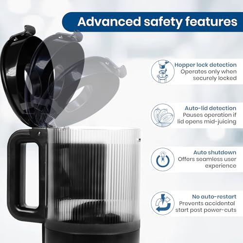 Image of SOLARA Cold Press Juicer for Home With Automatic Fruit Cutting, Masticating Juicer Machine (10% More Juice), All-in-One Cold-Press Juicers, Slow Juicer for Fruits & Vegetables, Black