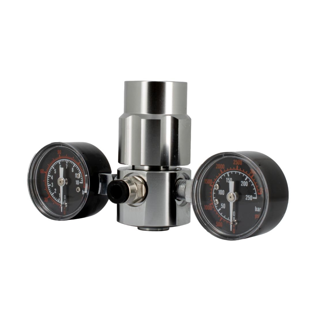 Riduttore di Pressione CO2 a Doppio Manometro, Alluminio Anodizzato, per Gasatori, Acquari e Homebrewing, con Indicatore di Pressione Alta - Bassa in Bar