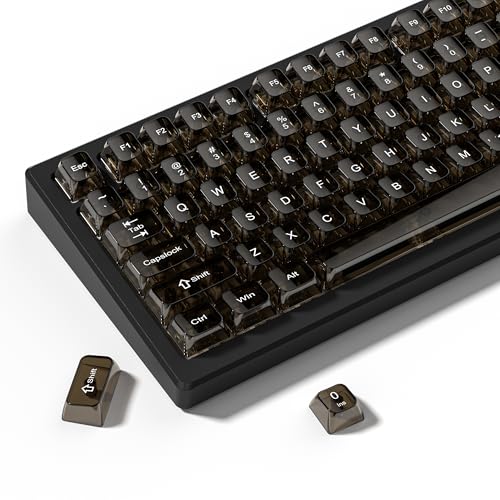 メカニカルキーボード用ブラッククリアキーキャップ、透明MDAキーキャップ、セラミックジェリーキーキャップセット、MXスイッチ用光る、115キー