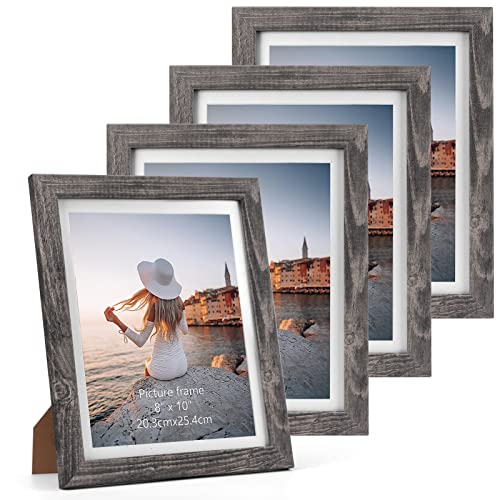 EXYGLO Marcos de Fotos 15x20 Set de 6, Marco 15x20 Gris, Para Mesas y Paredes, Diseño Aústico Clásico Cover