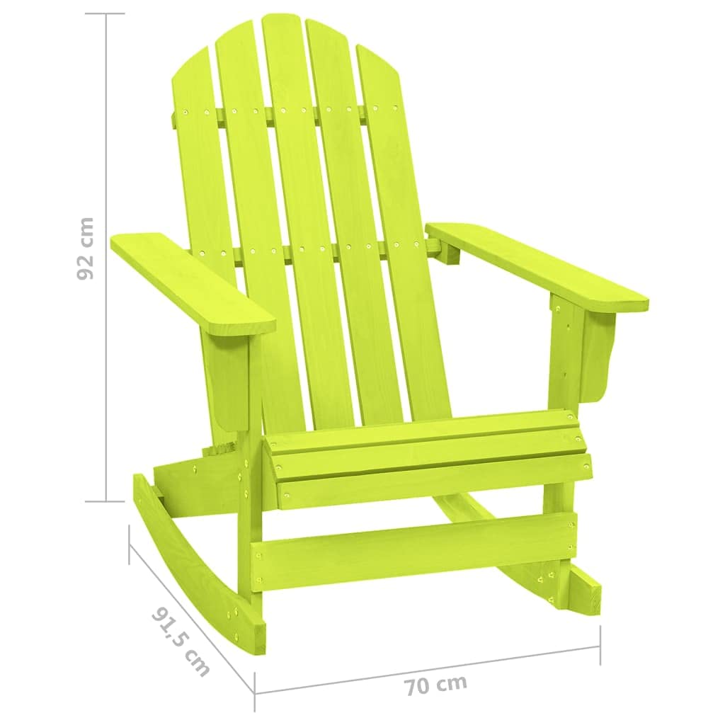 Sedia a Dondolo da Esterno in Legno Massello, Design Adirondack con Struttura Robusta, Sedia da Giardino Comfortevole, Poltrona da Giardino, Sedie da Giardino,Verde, 70 x 91.5 x 92 cm