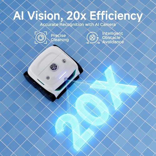 Image of (2026 New) WYBOT C2 Vision Robotic Pool Cleaner, AI-Powered Pool Vacuum for Inground and Above Ground Pools, Smart Navigation, Waterline&Wall Cleaning, 8 Cleaning Modes, Dual Filtration System, White
