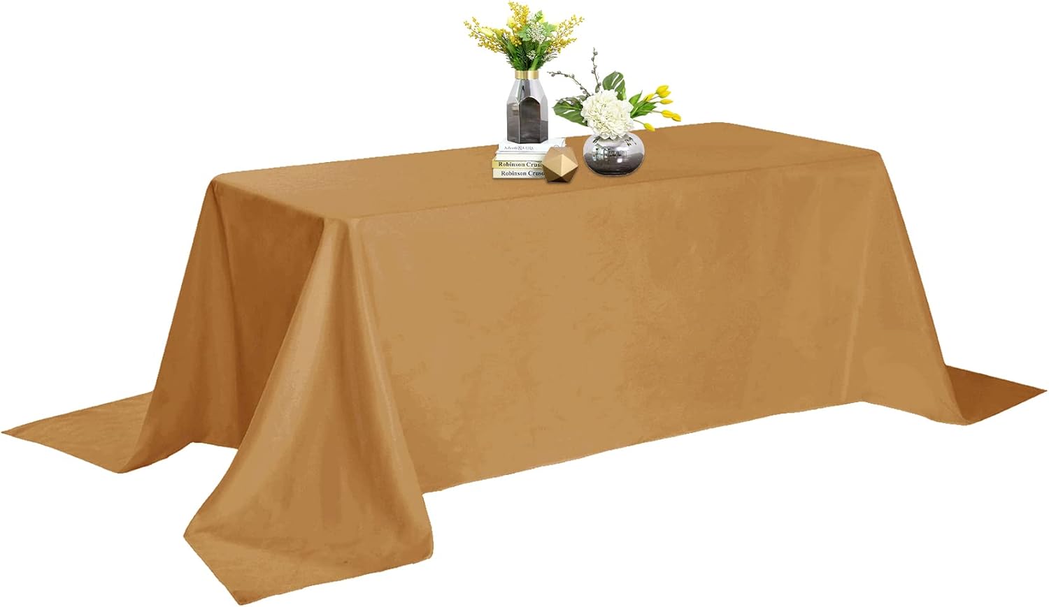 Bailarina 90x156 Gold Tablecloth - Stain and Wrinkle Resistant Washable Polyester Table Cloth, Decorative Table Cloth for Dining Table, Buffet Parties and Wedding