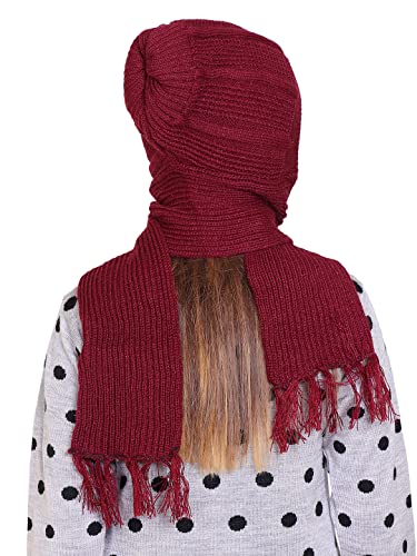 Image of Gajraj Unisex Soft Knitted Winter Warm Woolen Cap with Woolen Lovely Muffler|Fur Cap with Muffler