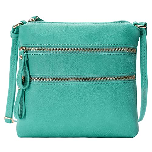 Image of Solene Small Multi Zipper Pocket Crossbody Bag with Adjustable Strap, Lightweight Travel Purse, Daily Small Messenger Pouch