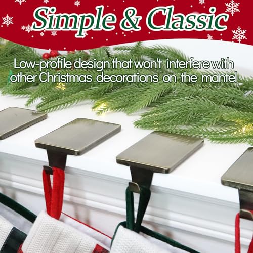 image for HMASYO Christmas Stocking Holders for Mantle Set of 2, Heavy Duty Cast