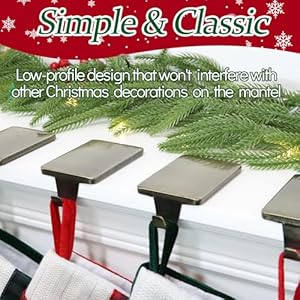 HMASYO Christmas Stocking Holders for Mantle Set of 2 Heavy Duty Metal Stocking Hangers Base Multi Use Stocking Hooks for Fireplace Mantel Tables Christmas Home Xmas Party Decoration