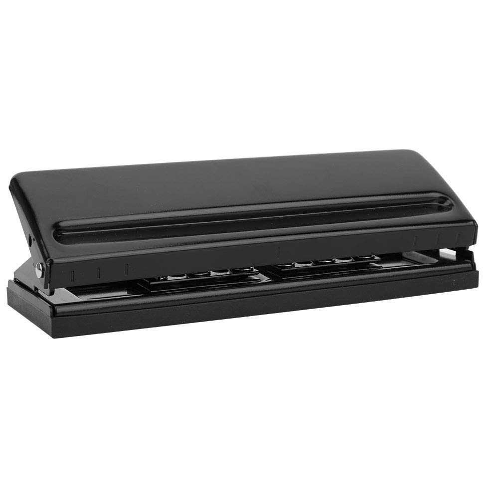 Punzonatrice regolabile a sei fori Perforatrice di carta Forniture per ufficio Nero con cuscinetto antiscivolo