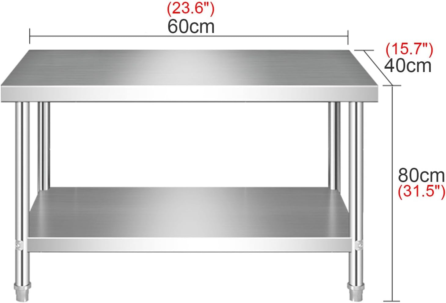 Stainless Steel Double Decker Work Table Commercial Kitchen Prep Table Triangle Fixing Restaurant Chopping Table Top Multi-function Double Decker Table
