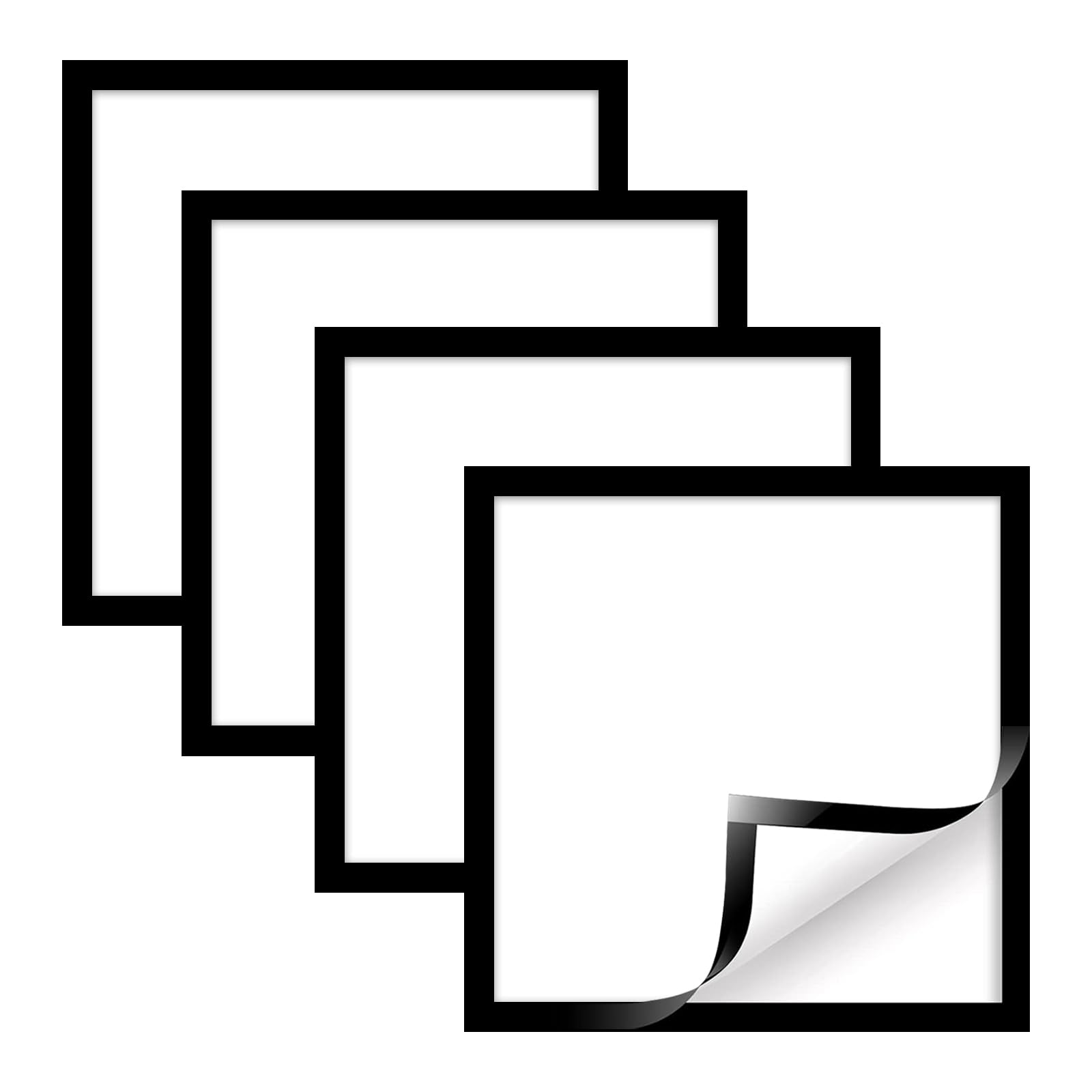 4 Szt. Samoprzylepna Magnetyczna Ramka Na Zdjęcia, 30 x 30 cm Czarna, Do Zawieszania Zdjęć i Dokumentów - Ekspozycyjna z Magnetyczną Krawędzią