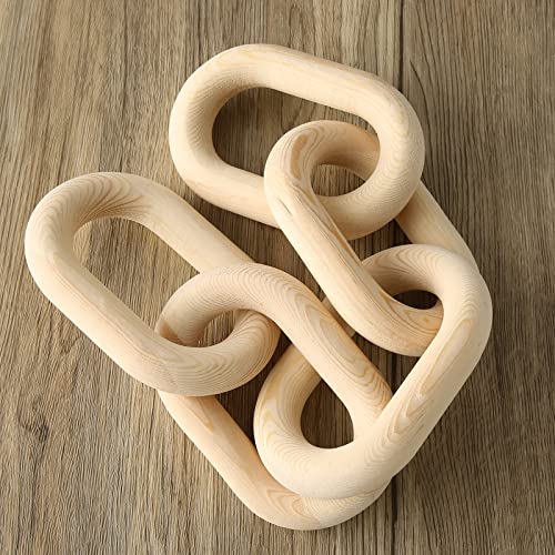 Chaîne en bois décorative pour la maison - Sculptée à la main - Moderne - Esthétique - Rustique - En bois rustique - 5 chaînes - Pour la maison, la table basse, la chambre - Plateau mural Cover