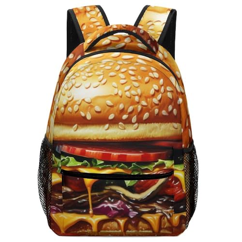 Cheeseburger Backpack for Boys and Girls - Funny Hamburger Backpack for School, Travel, and Laptop