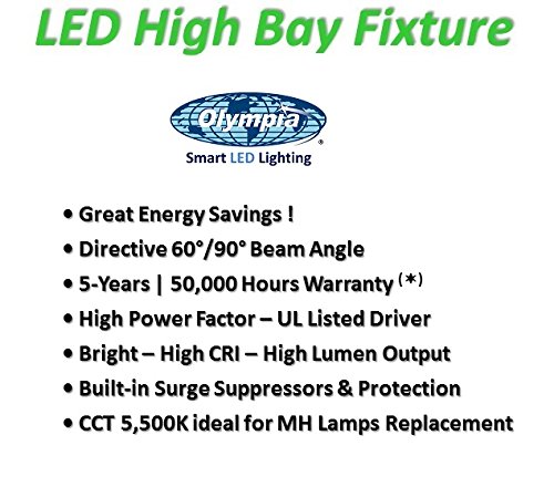 120W Hi-Bay LED Fixture 5500K Replacement for 500WHID (MH, HPS, MVP) 60°Beam Angle