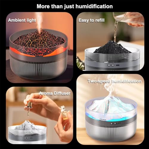 Volcano Diffuser Difusor aromático eléctrico 1000ml USB Negro miniatura 2
