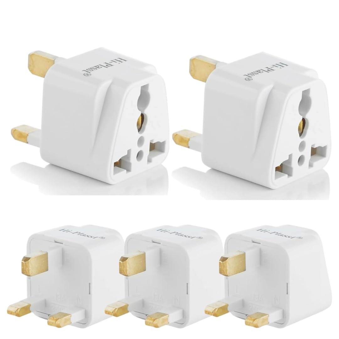 Hi-Plasst (Pack of 5) India to UK Type G Travel Adapter Plug - Universal Converter for UAE, Dubai, Singapore, Hong Kong, Ireland - UK Pin Adapter for Indian Plugs, Compatible with Phone, Laptop-image-48
