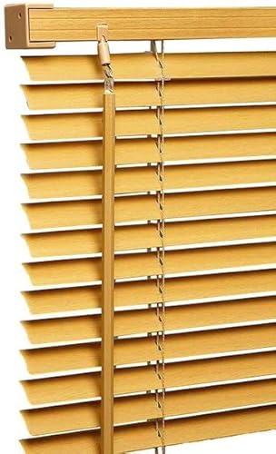 Ruby Deals PVC Venetian Blind Blinds Window 25mm Thin Slats Kitchen Windows Blinds Treatments Easy Fit Curtains Trimmable Fittings Home Office (Teak Wood Grain Effect, W90cm x L150cm)