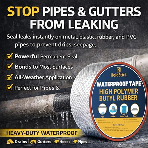 Image of Waterproof Butyl Tape - 50mm x 5M, Heavy Duty Aluminium Foil Repair Tape for Roof Leaks, Pipe Cracks, Window Gaps, Water Tanks, Boat Sealing, HVAC Insulation, Strong Adhesive - Pack of 1