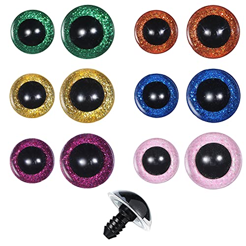 Harrycle 120 Pieces 12 mm and 20 mm Safety Eyes Stuffed Animal Eyes Amigurumi Plastic Doll Eyes Crochet Eyes for DIY of Puppet, Bear Crafts, Toy Doll Making Supplies (Elegant Colors)
