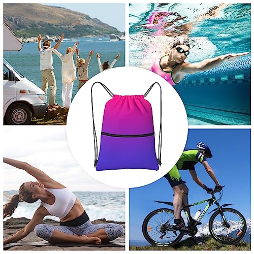 Image of Drawstring Backpack,Women Gym Drawstring Bags, Gradient String Bag Sackpack Cinch Bag, Water Resistant for Sport, Shopping, Yoga (Red)