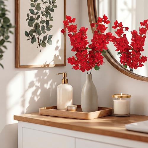 Image of Decor & More 2 PCS Artificial Flowers Bunch - Realistic Silk Bougainvillea Long Stem Artificial Flower Bunch Without Pot | Artificial Flower for Decoration | (Without Pot)