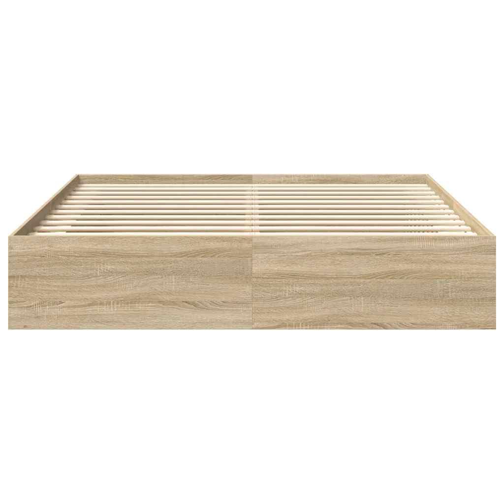 IKAYAA Rete Letto Matrimoniale 200x200 Struttura Letto a Doghe in Legno Giroletto Matrimoniale con Rete a Doghe-Rovere sonoma-200 x 200 cm