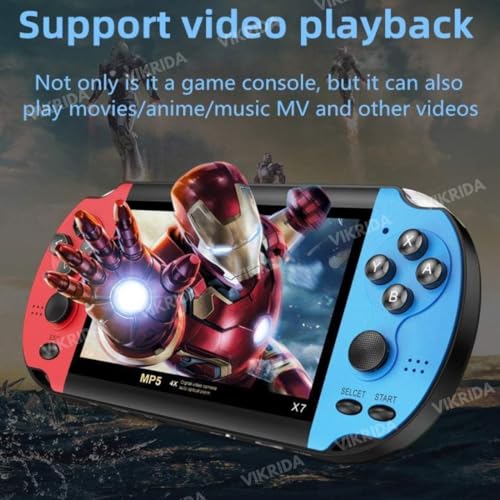 Image of VikriDA Handheld Game Players | 4.3In X7 Video Game Console | Double Rocker 8GB Memory Built in 10000 Games MP5 Multifunctional Inbuilt Camera
