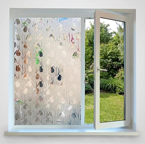 Image of HOME13 Rose Bud Frosted Window Film Decorative Static Cling Window Film Window Clings Privacy Non-Adhesive Rose Bud Frosted Glass Film for Living Home (Vinyl, 12x98)