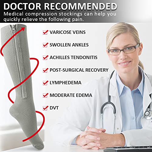 Image of Ailaka Medical 15-20 mmHg Zipper Compression Socks Women Men