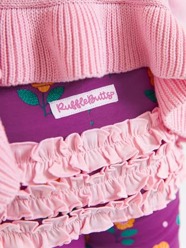 Image of RuffleButts Toddler Girl Merry & Bright Ruffle Leggings - Ankle Leggings | 75% Cotton 23% Spandex 2% Elastane, Breathable Lightweight, Elastic Waistband, Signature Rear Detail To 4T, Machine Washable