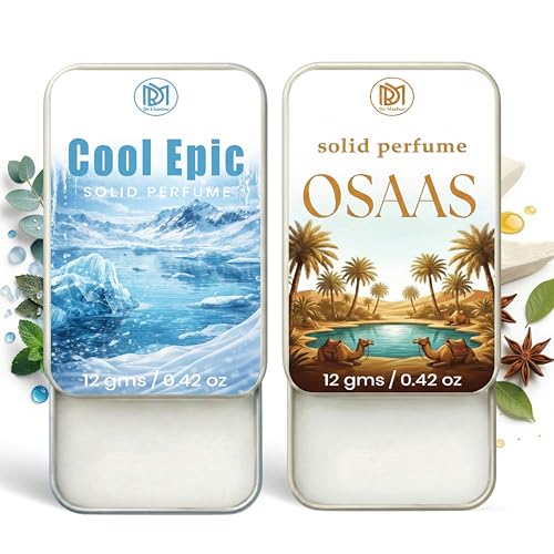 Image of Dr.Mashur Solid Perfume |Osaas&Cool Epic Alcohol Free Wax Perfume Balm, Long Lasting | Pocket Tin 12g, Pack Of 2| Non Greasy Smooth Glide, Travel Friendly Men And Women
