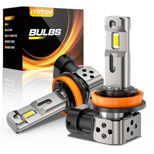 ivotow H11/H9 LED Bulbs, 42,000LM 900% Ultra-Brightness, Real 1:1 Mini Size,H11 Fog Light Bulb, 6500K White Illumination for Automotive H11 Driving Lights, Plug and Play, Pack of 2