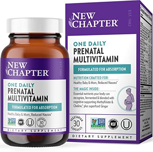 New Chapter Prenatal Vitamins, One Daily Prenatal Multivitamin with Methylfolate + Choline for Healthy Mom & Baby, Gluten Free & Non-GMO, 30 Count