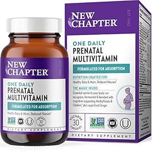 New Chapter Prenatal Vitamins, One Daily Prenatal Multivitamin with Methylfolate + Choline for Healthy Mom & Baby, Gluten Free & Non-GMO, 30 Count