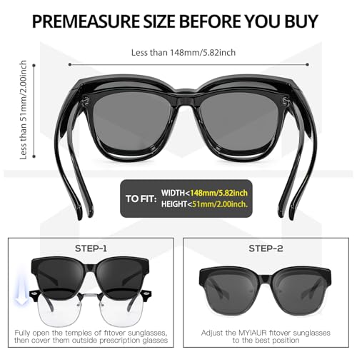 Myiaur Polarized Over Glasses Sunglasses for Women Men, Oversized Fit Over Glasses with UV 400 Protection（2 Pack）4