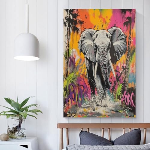 Cuadros decorativos de elefante: lienzo de 50x75 cm para salón 5