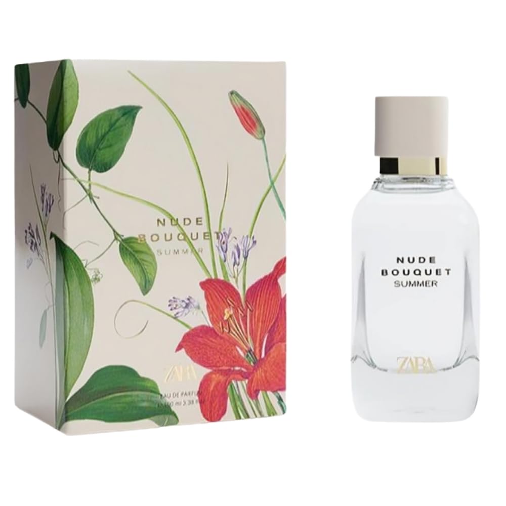Zara Nude Bouquet Summer Eau de Parfum for Women, Aquatic Floral Fragrance with Peach Blossom, Lotus and Vanilla Notes, Fresh Bright Summer Perfume Spray, 100ml (3.4 fl. oz.)