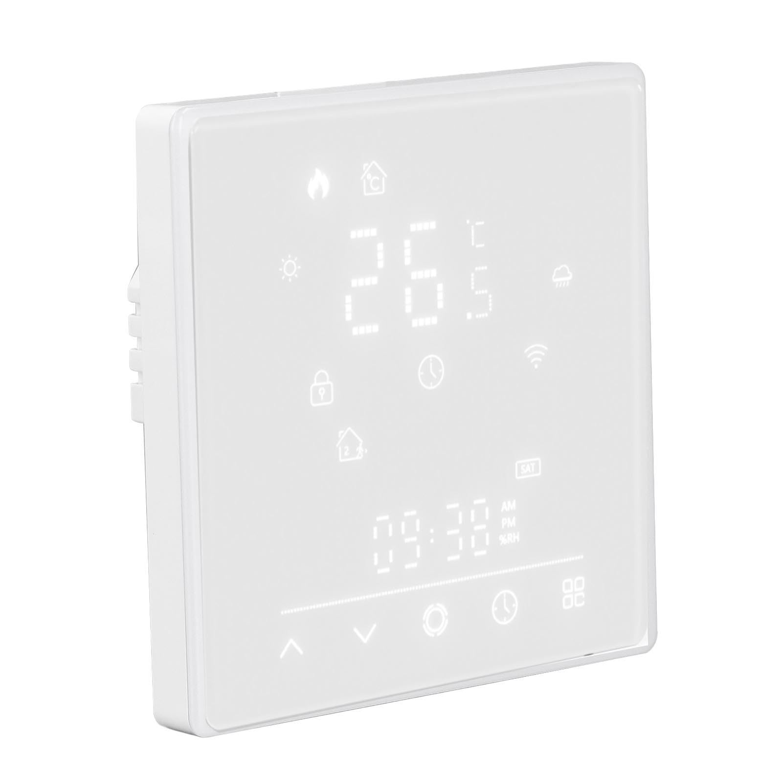 Controlador de Temperatura Inteligente de Alta Precisión Sensor de Coeficiente de Temperatura Negativo para Hoteles Supermercados, Carcasa de PC IP20 (Blanco)