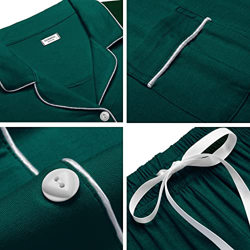 Image of SWOMOG Womens Button Down Pajamas Set Short Sleeve Sleepwear Bride Soft Pj Lounge Sets XS-3XL