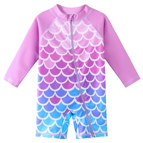 Image of XFGIRLS Baby /Toddler Girls Swimsuit Long Sleeve One-Piece Bathing Suit Rash Guard