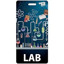 LAB Badge Buddy - أسود - الكيمياء تحت عنوان - بطاقة معرف شارة عمودية - بواسطة BadgeZoo
