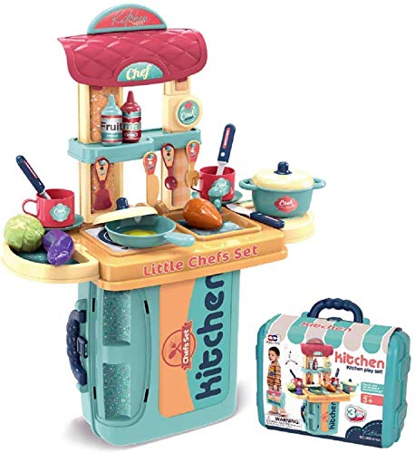 Image of Magicwand ABS Plastic Pretend Play Carry Along 3-in-1 Kitchen Set Box Case【21 Pcs】【(Green】【3 Yrs & Up】【Pack of 1 】【Multi-Colored】