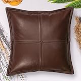 Barrio Rico Leather Pillow Cover 18x18 Brown – Decorative Throw Pillow for Couch, Sofa or Bed – Modern Accent Cushion Cover in Premium Leather