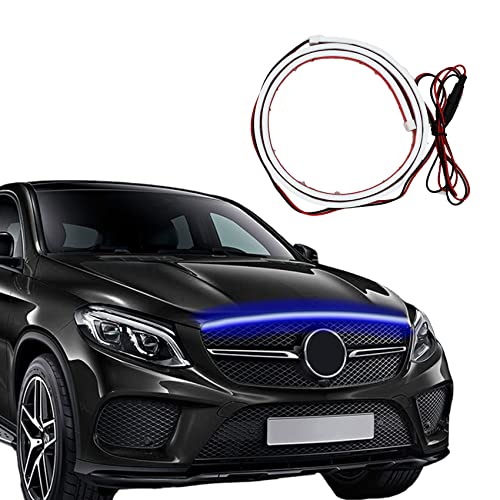 Exterior Car Led Strip Lights Flexible Car Hood Light Strip, Waterproof Daytime Running Light Strips Hood Lights, Flexible Headlight Waterproof Car Engine Cover Decoration For Cars, Suvs (Blue, 1.8M) #TOP9